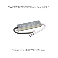 20W 30W DC12V 24V LED Transformer Power Supply  Waterproof IP67
