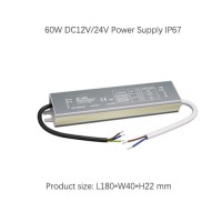 60W DC12V 24V LED Transformer Power Supply  Waterproof IP67