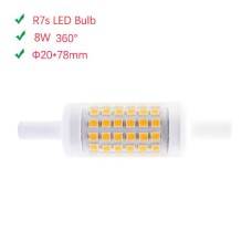 8W 78mm Φ20mm 360° R7s LED Linear Bulb Light Dimmable optional 