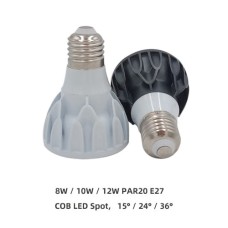 8W 10W 12W PAR20 E27 base COB LED Spot Light Bulb Lamp Dimmable 15°/24°/36°